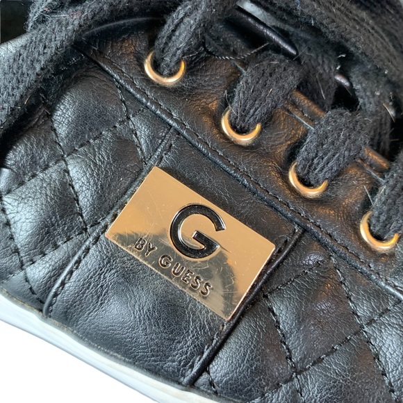 G by Guess Black Quilted Lace Up Sneakers with Gold Accents Size 8 - Picture 5 of 9